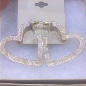 Heart-Shaped Cream Earrings